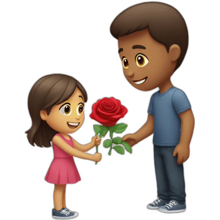 Girl giving rose to boy emoji