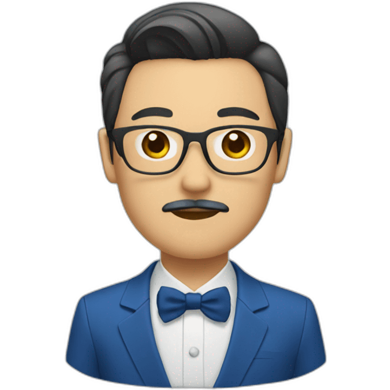 an japanese groom with glasses with mustache with a blue suit emoji