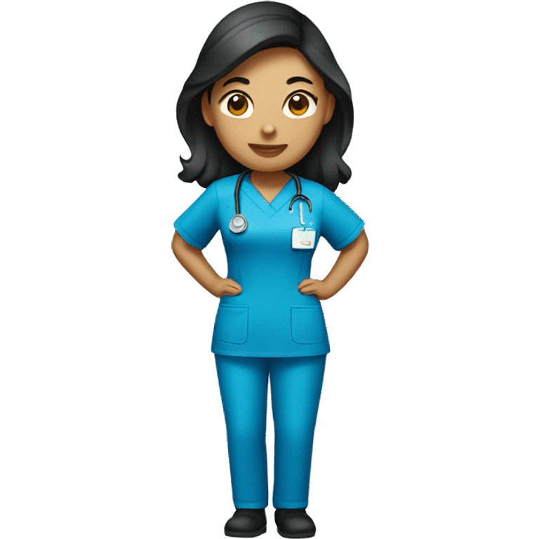 Female nurse with blue scrubs, Filipino of descent  emoji