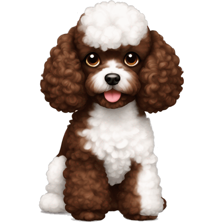 Chocolate brown and white toy poodle emoji