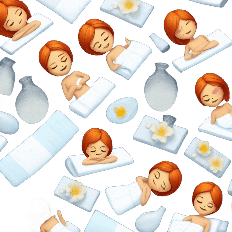 Red hair girl in spa relaxing  emoji