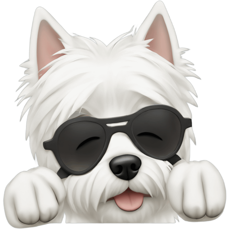 west highland terrier covering eyes with paws emoji