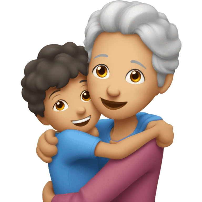 hug between grandmother and grandson emoji