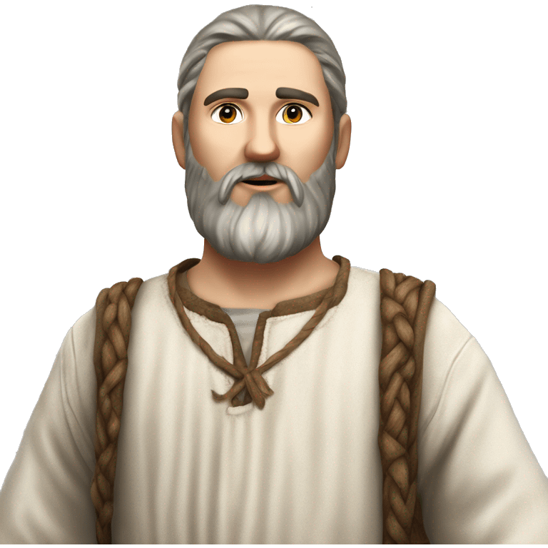 photorealistic white slavic peasant with beard full body, Slavic ethnic clothing emoji