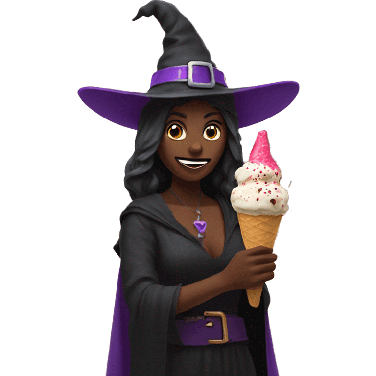 witch eating ice cream in desert emoji