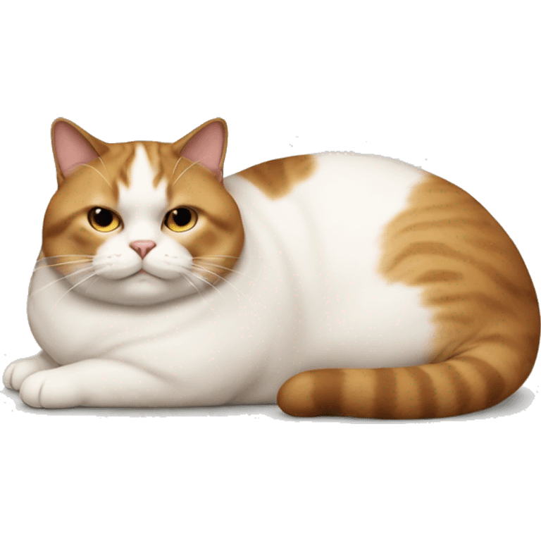 fat white and brown cat on its back emoji