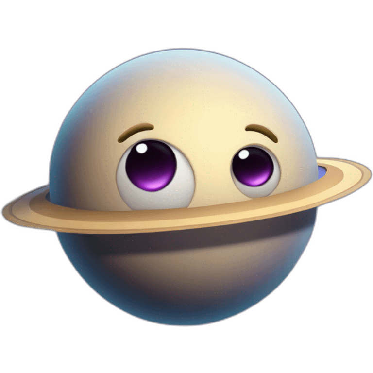 planet Saturn with a cartoon face with rolling eyes emoji