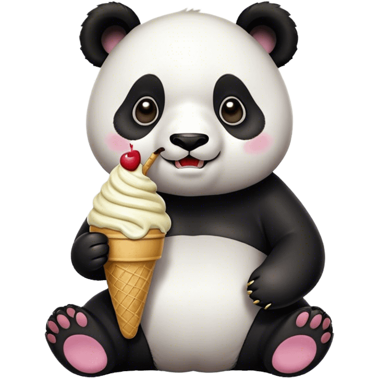 Panda eating ice cream emoji