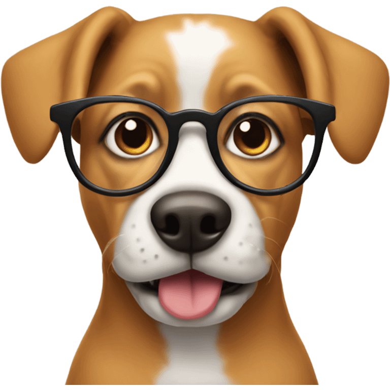 Dog wearing glasses emoji