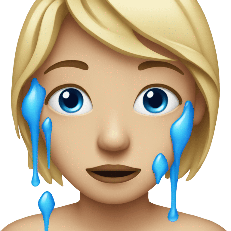 Person bawling with blue tears rolling down their devastated face emoji