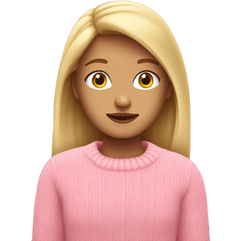 Girl with blonde hair in pink sweater  emoji