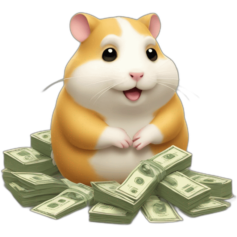 Fat hamster giving a lot of money emoji