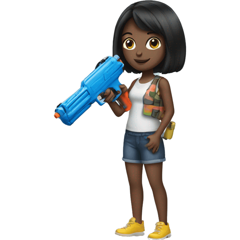 Black haired Girl Holding a watergun  emoji