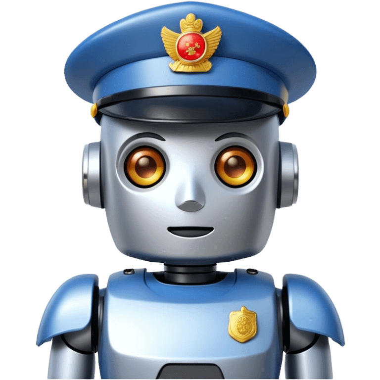 A robot wearing a chinese policeman hat emoji