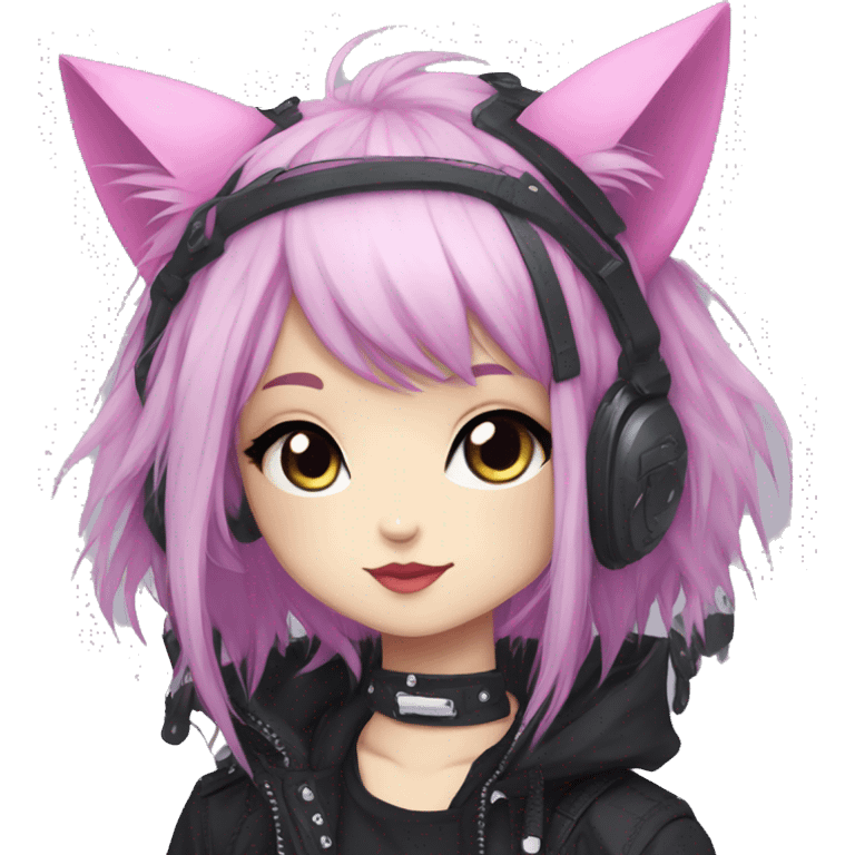 Edgy Kawaii Cute Cool Cartoon Anime Punk Techwear Gothic Catgirl emoji