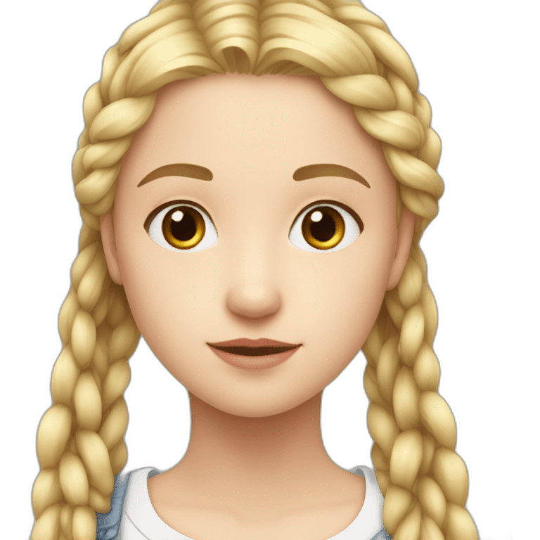 A 15 year old naturally pretty french girl who is blond and cute, her size is about 1m70, she has long hair with Braids emoji