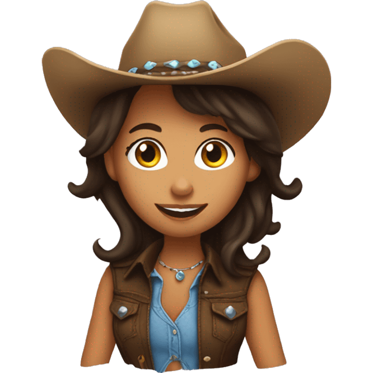 line dancing brunette cowgirl emoji