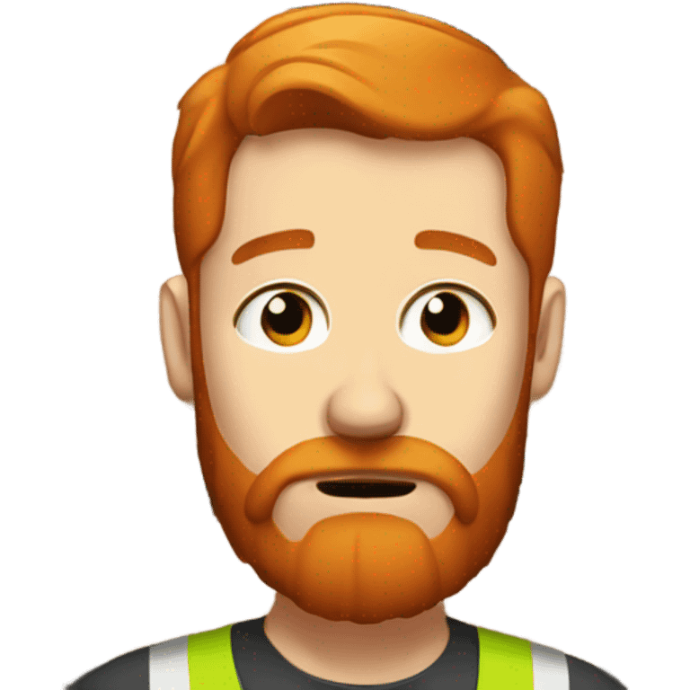 Sad bearded redhead man in warehouse emoji