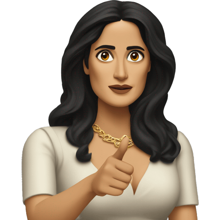 Salma Hayek pointing forward  emoji