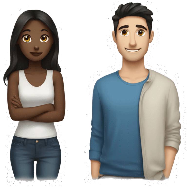 Black haired girl and brown haired guy emoji