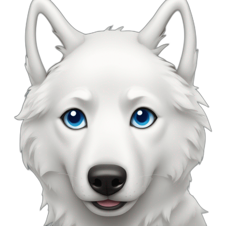 White wolf dog blue eyes short hair emoji