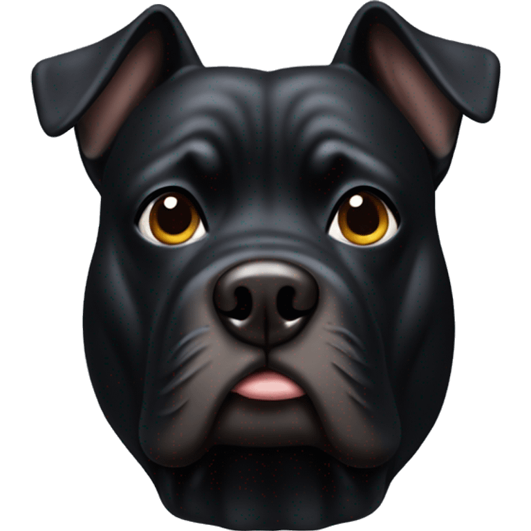 A fat black dog with a poop on his head  emoji