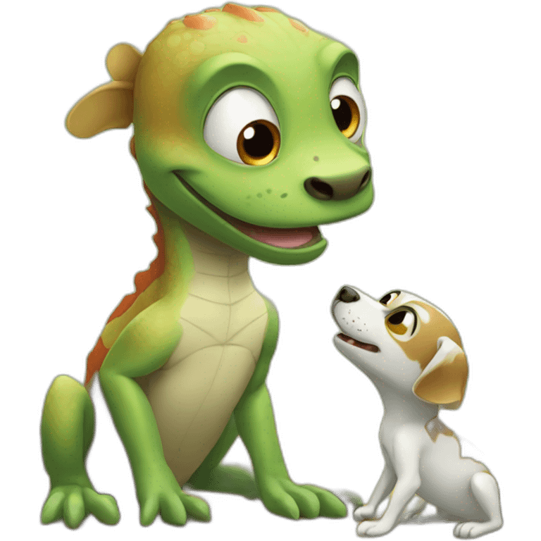 Lizard playing with dog emoji