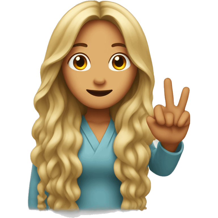 long haired woman showing 2 fingers in the middle  emoji