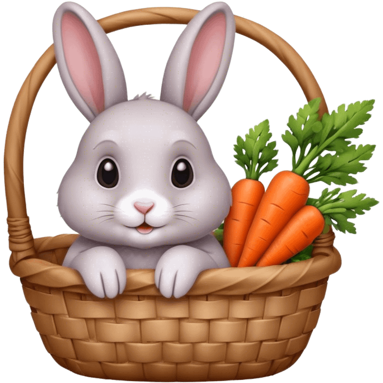 a rabbit in a basket holding a carrot  emoji