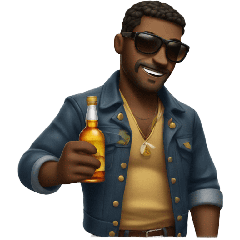 cool dude with rum bottle  emoji