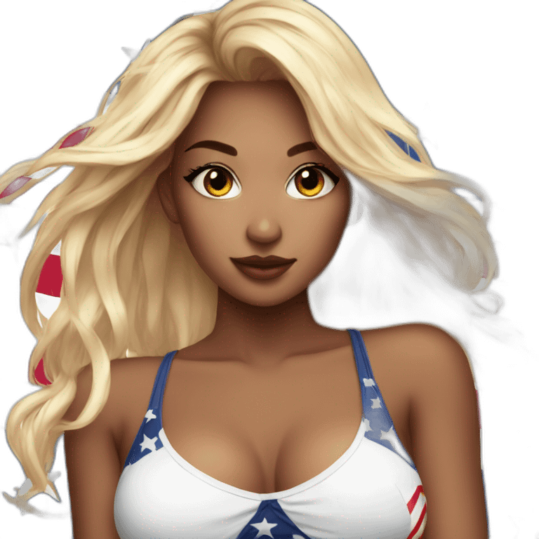 Sexy girl wearing only American flag emoji