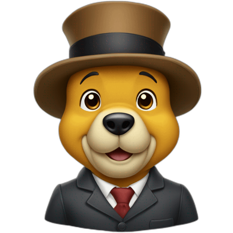 winne the pooh as a banker with mustache emoji