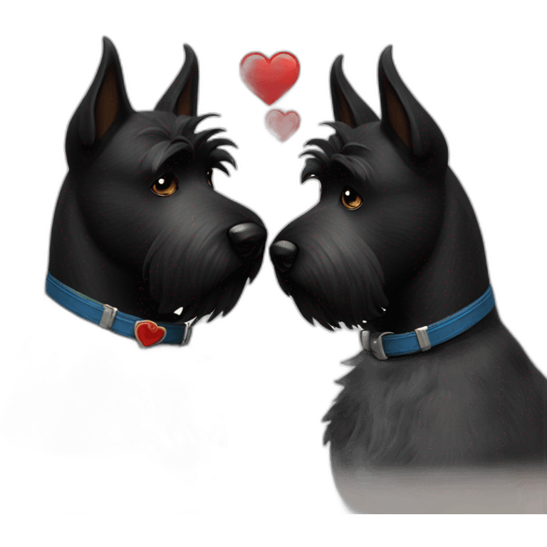 Two black Scottish terrier kissing uno sin cola emoji