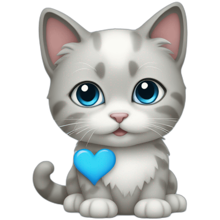 Kitty with blue heart emoji