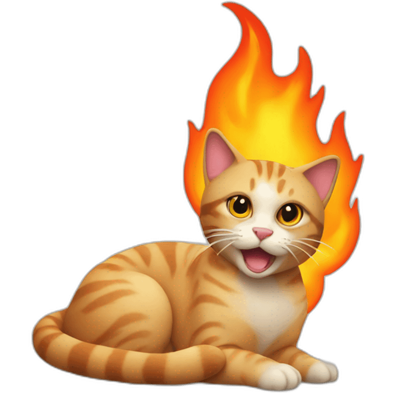 cat next to flames emoji