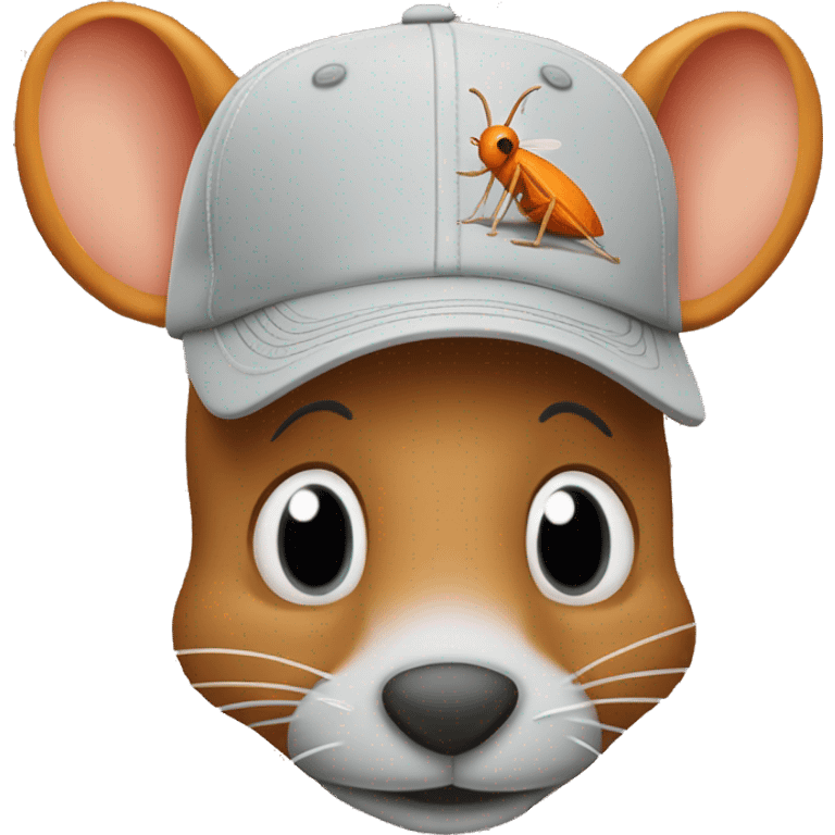 put a orange baseball cap that says "mosquito.buzz" on a rat emoji