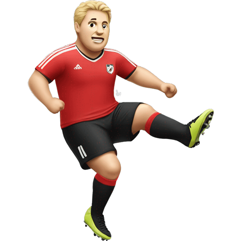 fat small soccer player kicking emoji