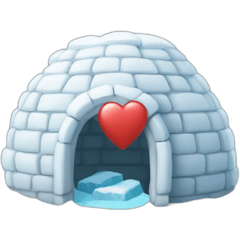 igloo with big cute heart symbol on top of it emoji