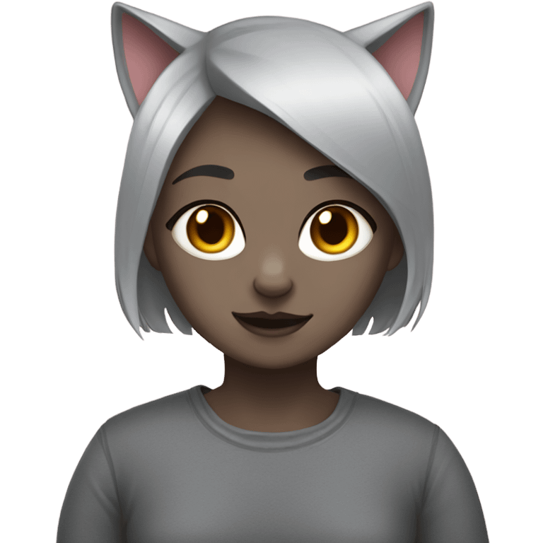 ugly girl with grey british short hair cat emoji