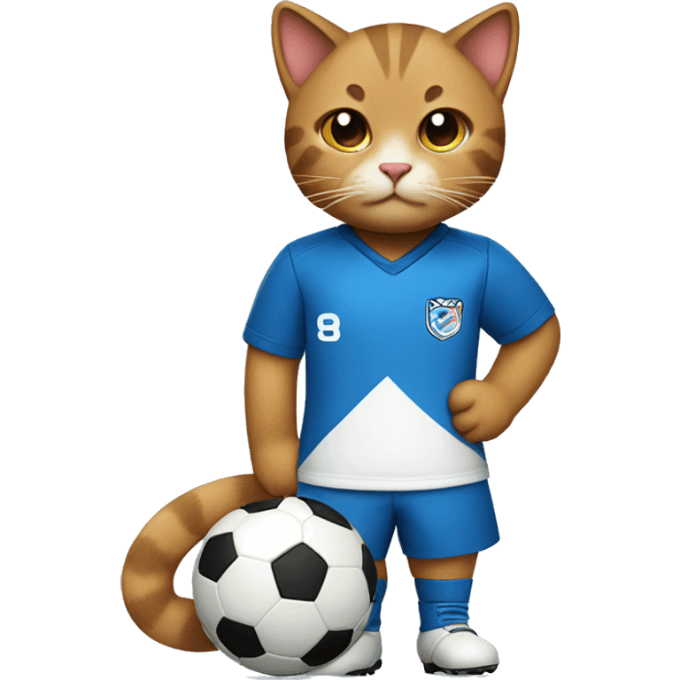 a cat in a blue soccer uniform
 emoji