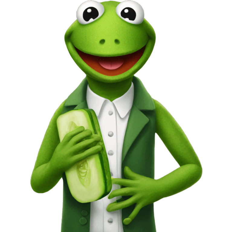 kermit with cucumber in hand emoji