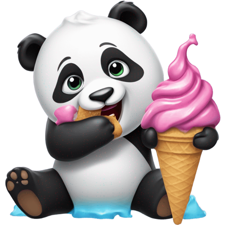 Panda eating ice cream emoji