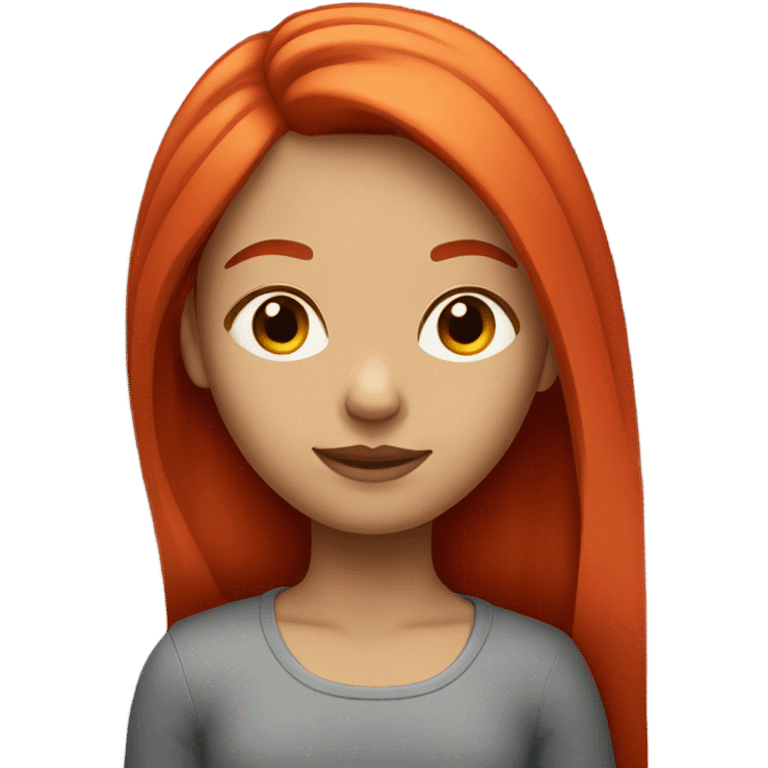 girl with straight shoulder length bright red hair  emoji