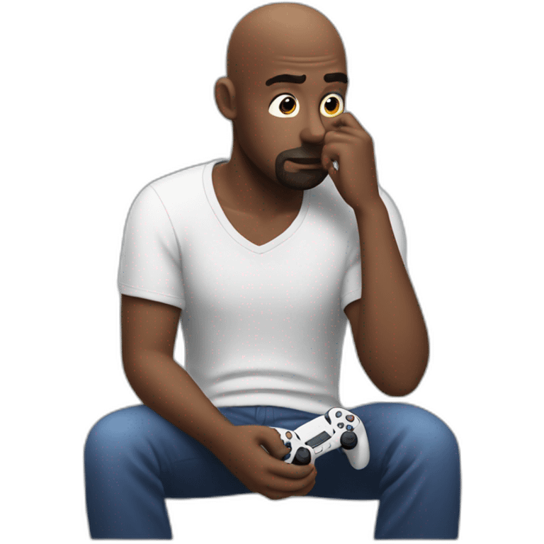 Bored man playing on a ps5 emoji