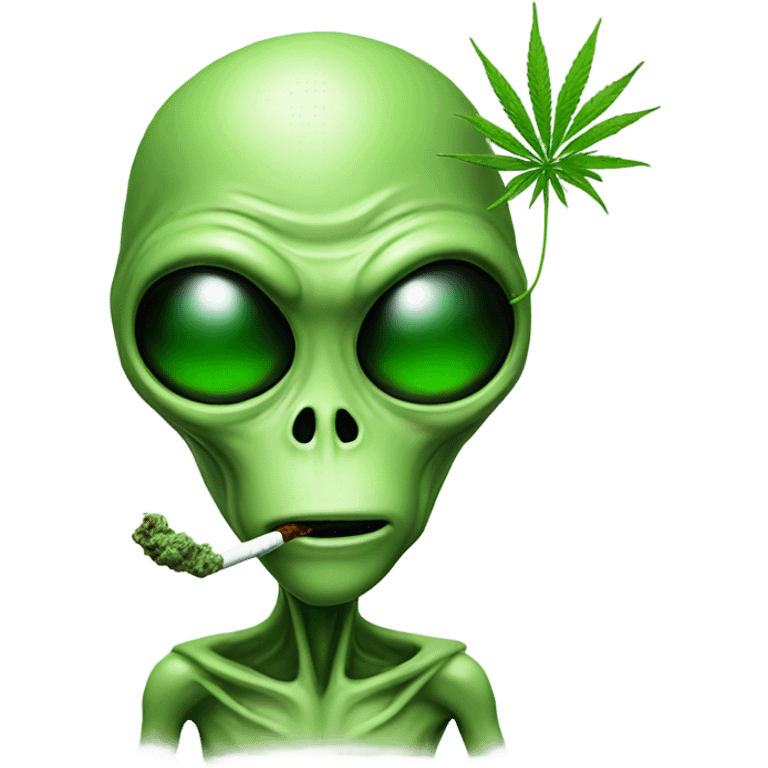 Weed smoking alien emoji