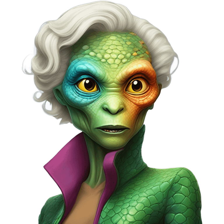 a Reptilian alien woman kissing  Donald Trump  emoji