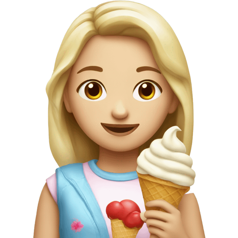 a russian girl enjoying an ice cream emoji