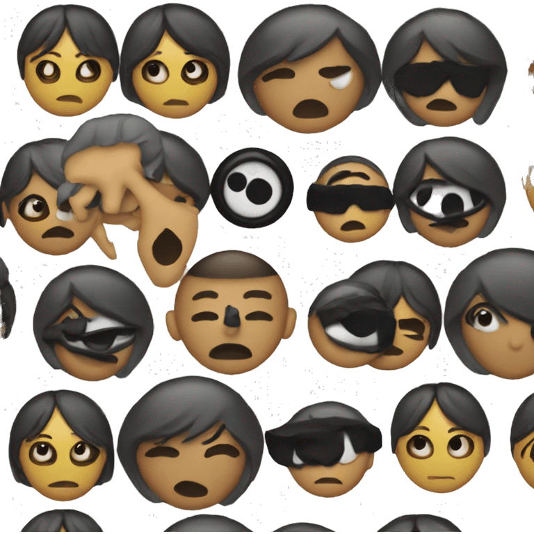 A person cover eyes with black eyes band emoji