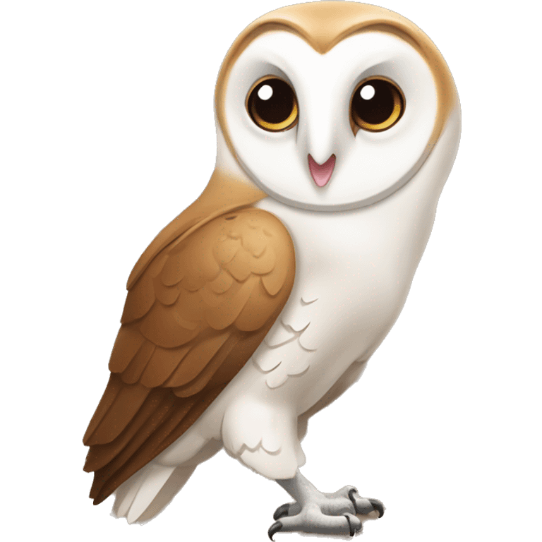 Barn Owl eating a chocolate ice cream emoji