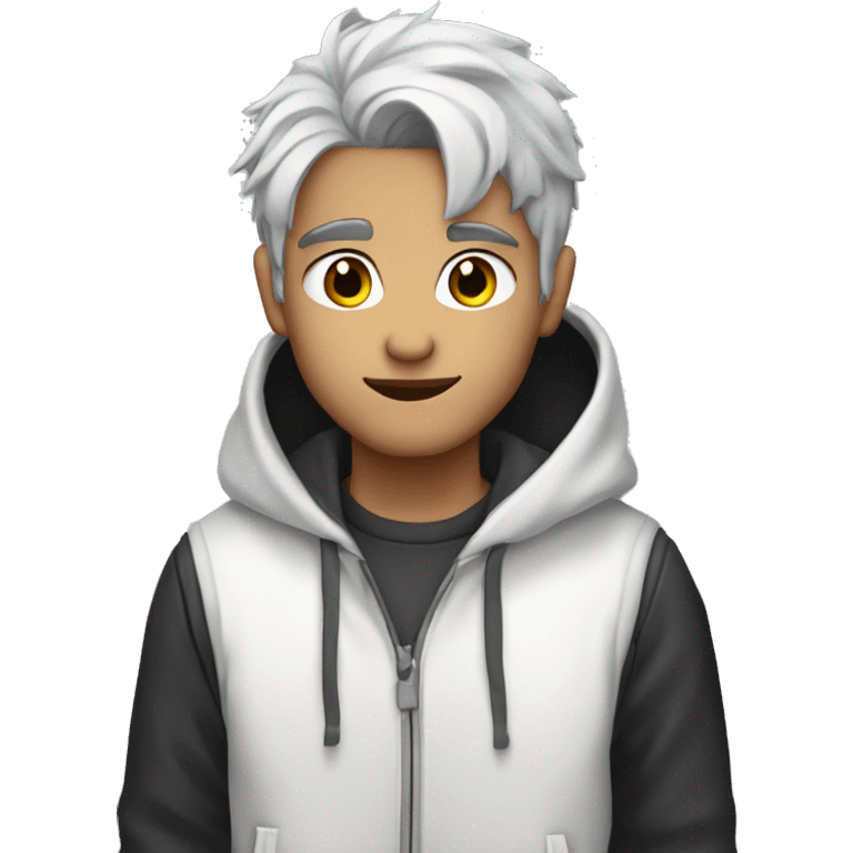 emo gray haired 28 year old with light stubble and covered in milk emoji